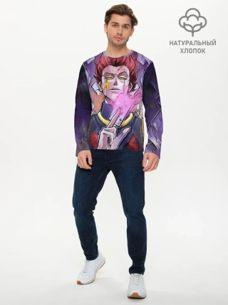 Мужской лонгслив базовый / Хисока со светящейся картой в руках