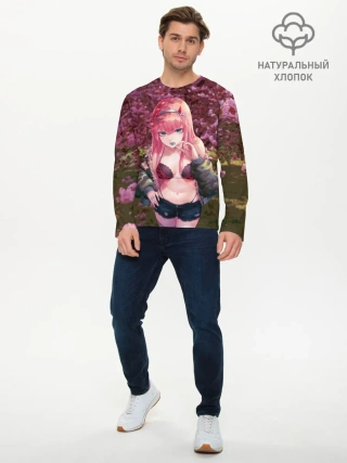 Мужской лонгслив базовый / Zero Two Сад сакуры
