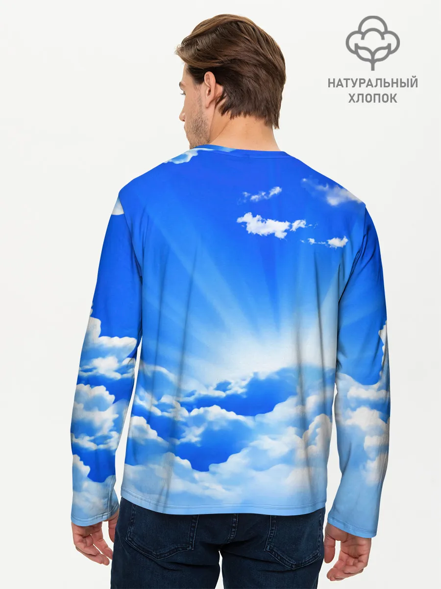 Мужской лонгслив базовый / Кот в облаках