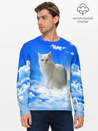 Мужской лонгслив базовый / Кот в облаках