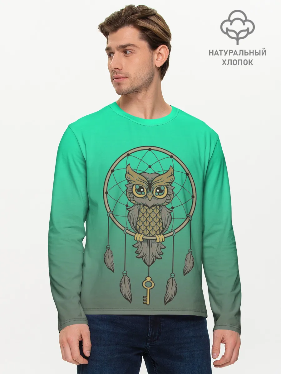 Мужской лонгслив базовый / сова ловец снов