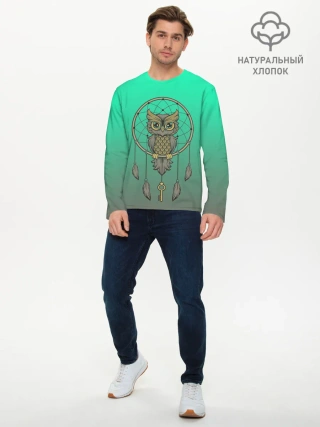 Мужской лонгслив базовый / сова ловец снов