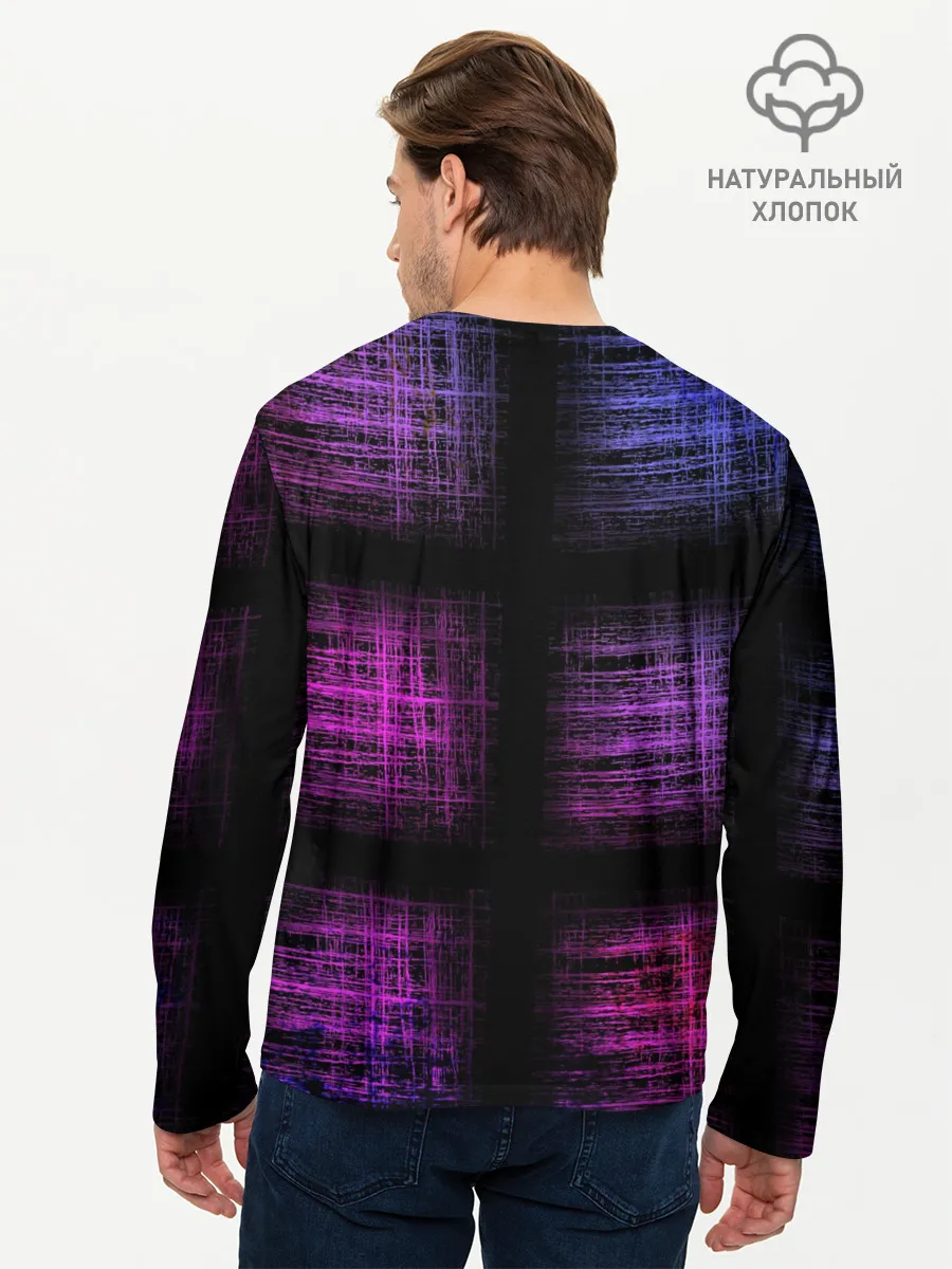 Мужской лонгслив базовый / Неоновая абстракция