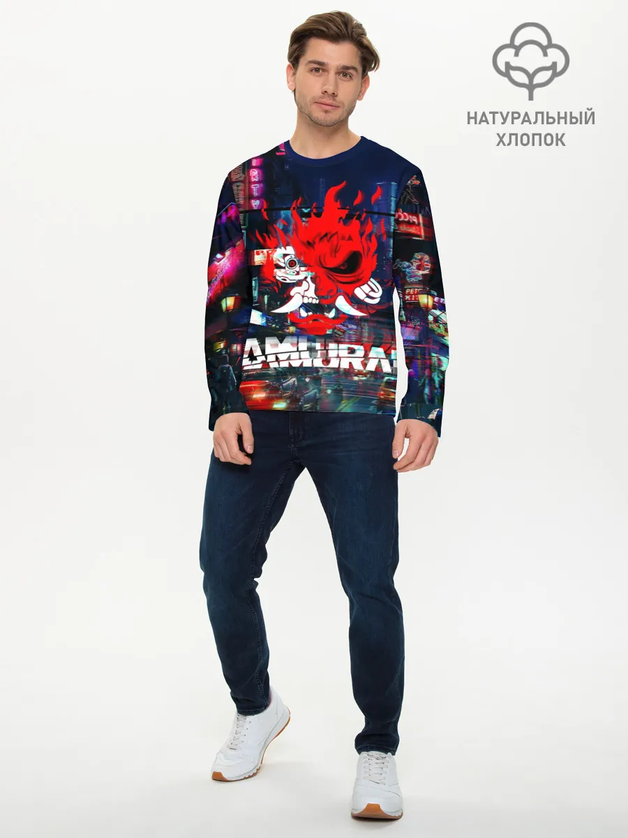 Мужской лонгслив базовый / Киберпанк 2077 глитч