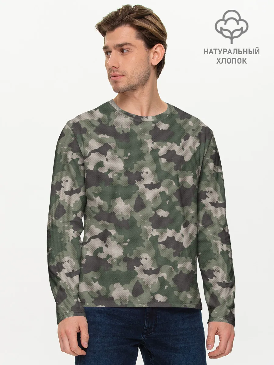 Мужской лонгслив базовый / Классический камуфляж