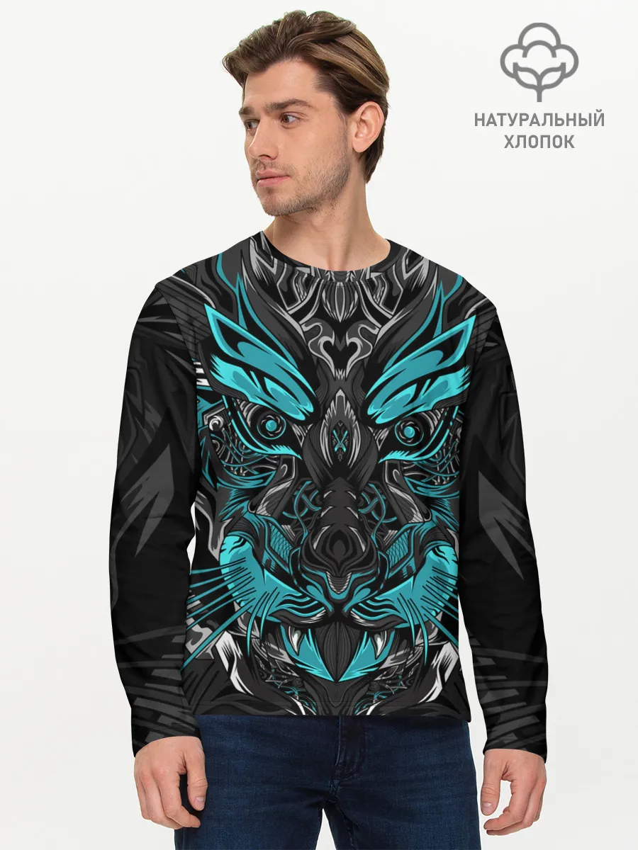 Мужской лонгслив базовый / Абстракция тигр