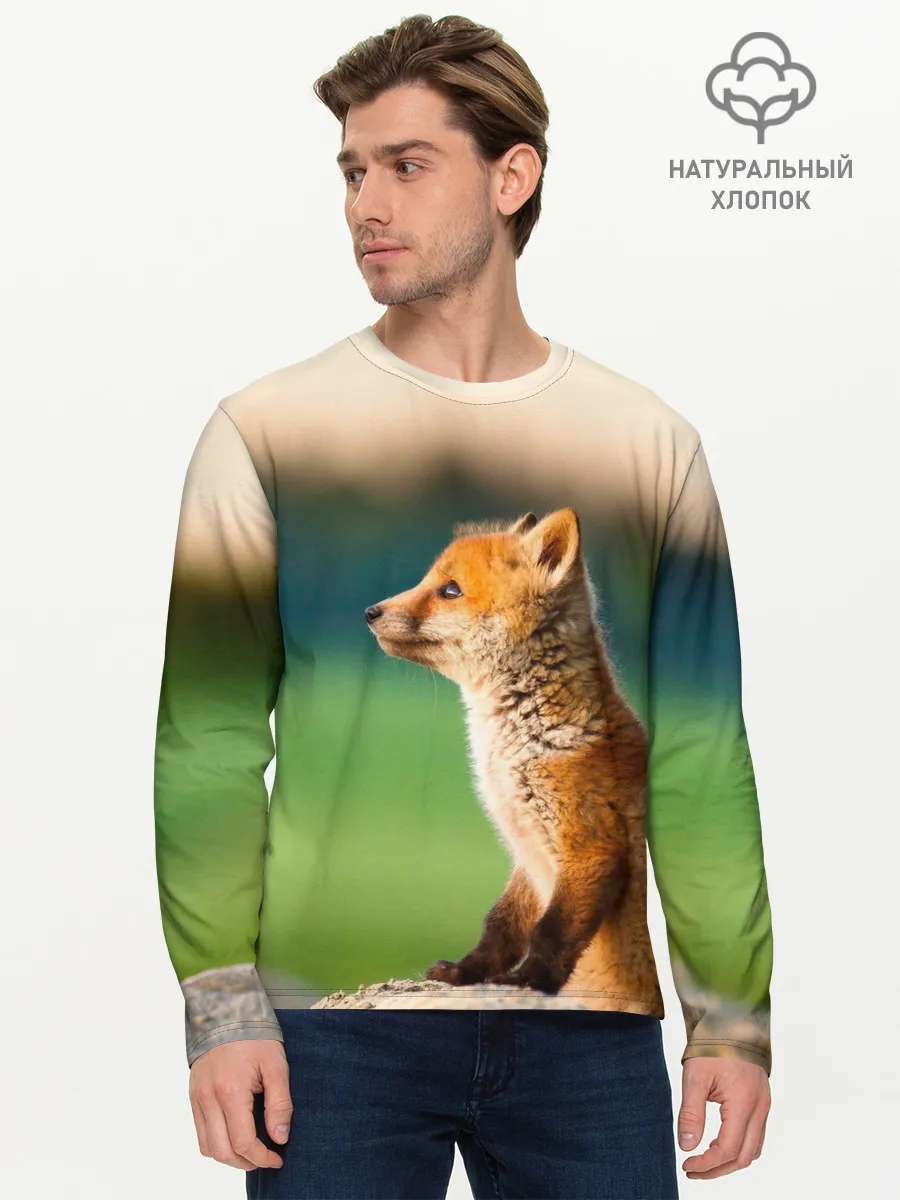 Мужской лонгслив базовый / Лиса