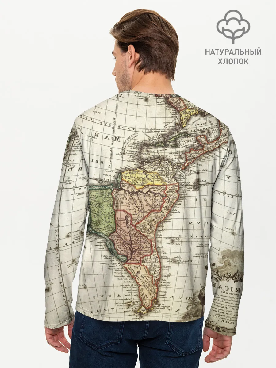 Мужской лонгслив базовый / ВИНТАЖНАЯ КАРТА