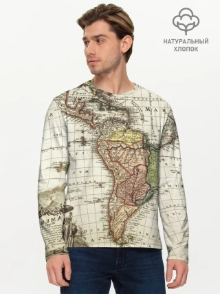 Мужской лонгслив базовый / ВИНТАЖНАЯ КАРТА
