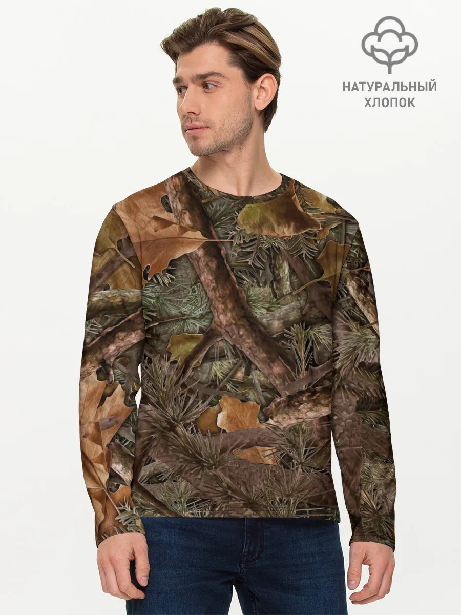 Мужской лонгслив базовый / Охотничий камуфляж