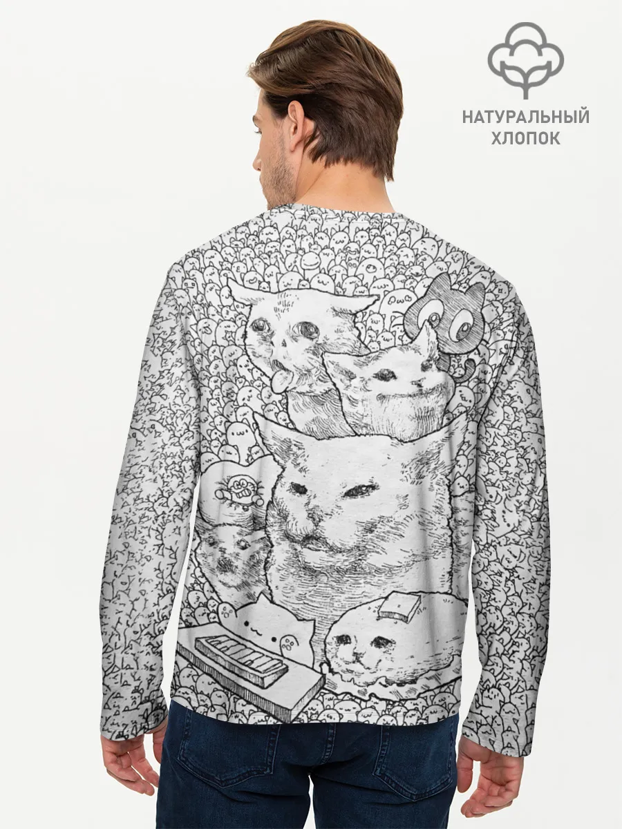 Мужской лонгслив базовый / Коты мемы кошки