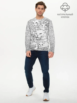 Мужской лонгслив базовый / Коты мемы кошки