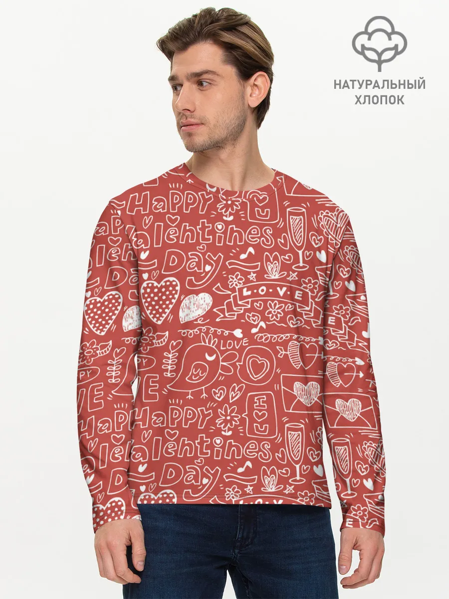 Мужской лонгслив базовый / Happy Valentines Day