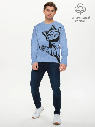 Мужской лонгслив базовый / Улыбающийся кот