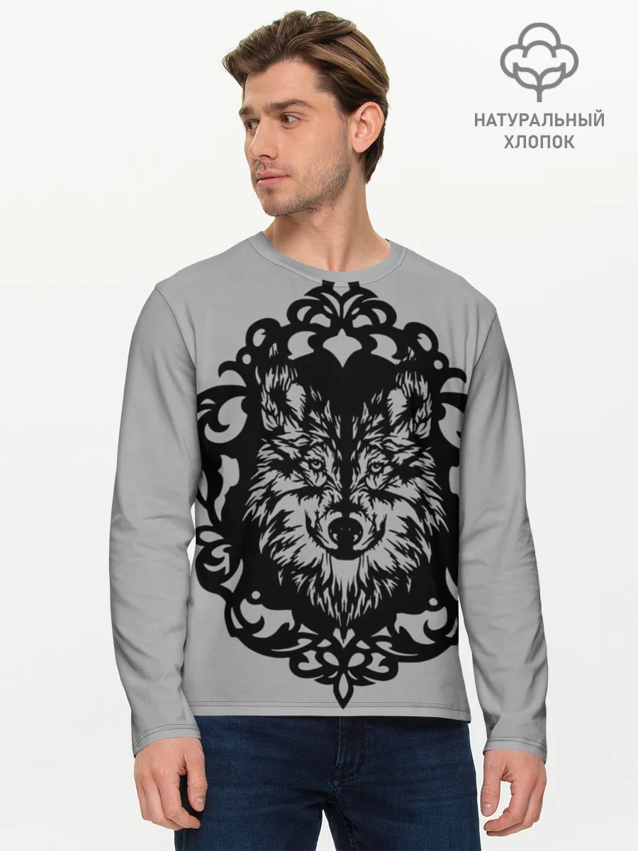 Мужской лонгслив базовый / Благородный серый волк