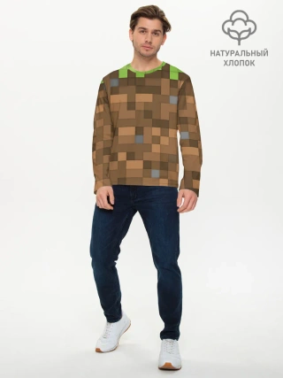 Мужской лонгслив базовый / Minecraft камуфляж