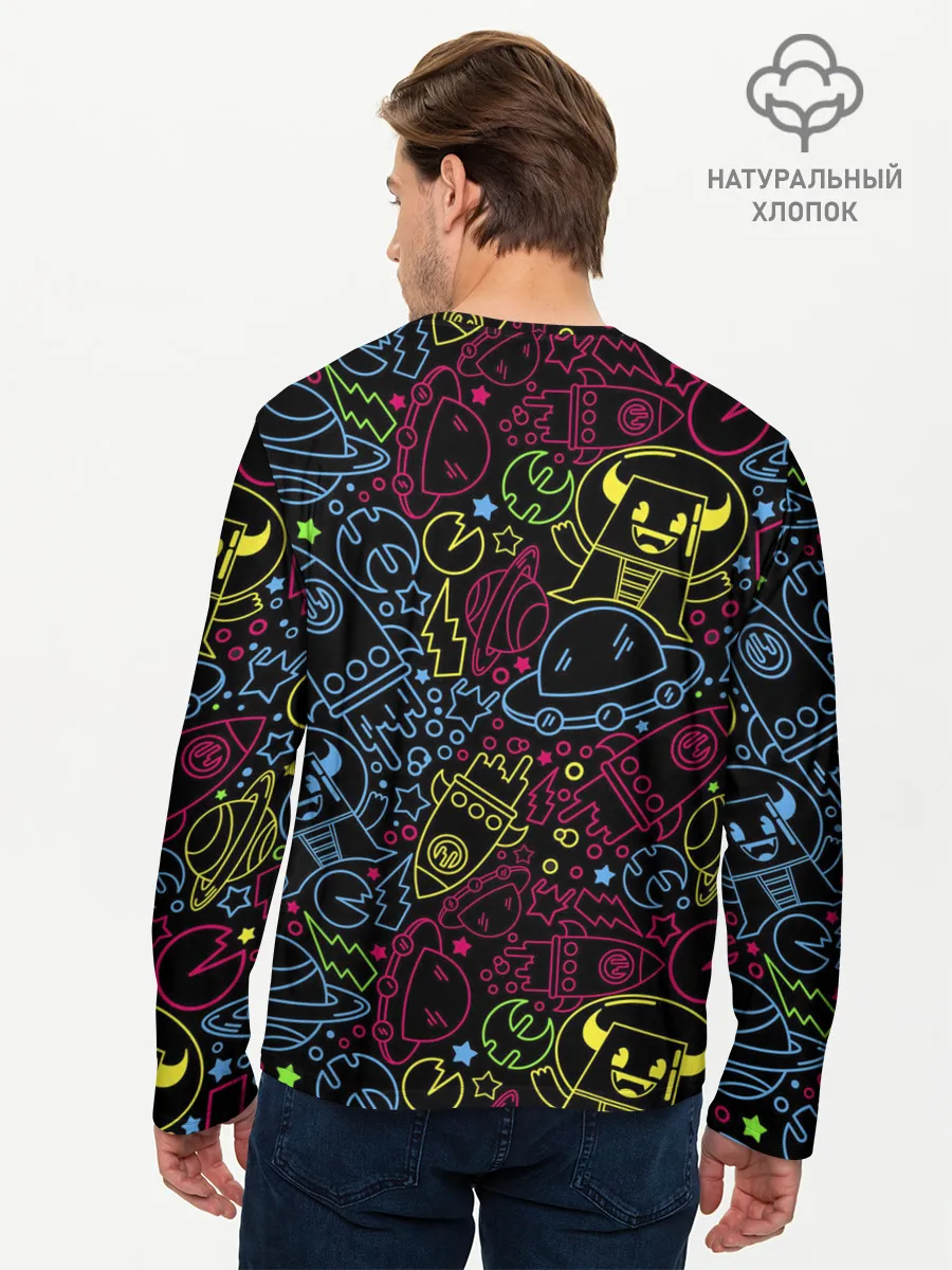 Мужской лонгслив базовый / КОСМИЧЕСКИЙ НЕОН