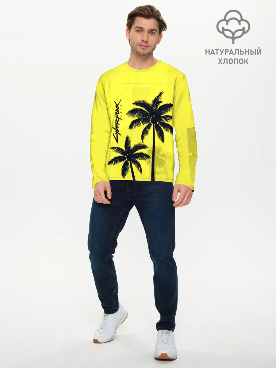 Мужской лонгслив базовый / Cyberpunk 2077 - Пальмы