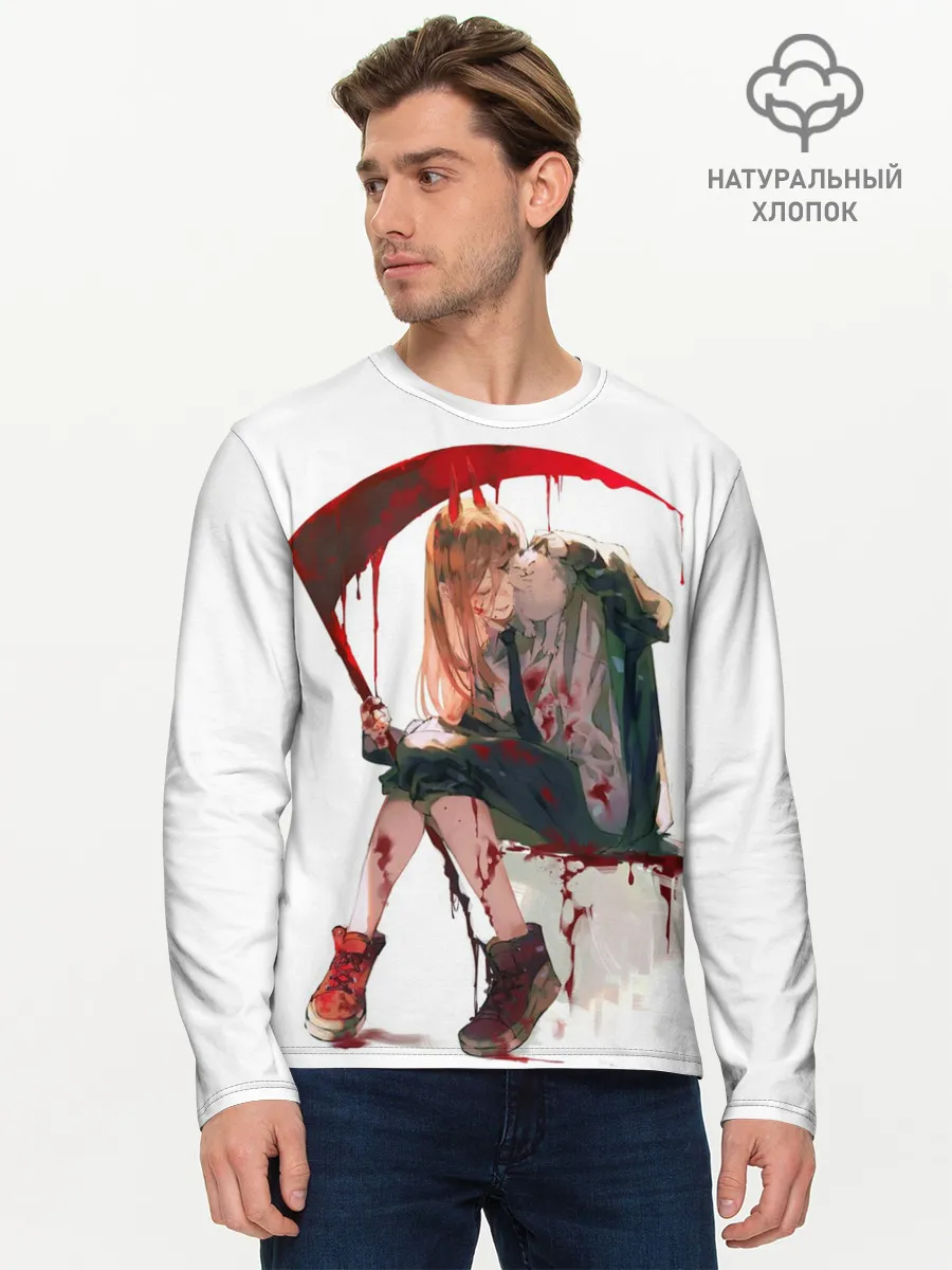 Мужской лонгслив базовый / Человек Бензопила Аниме