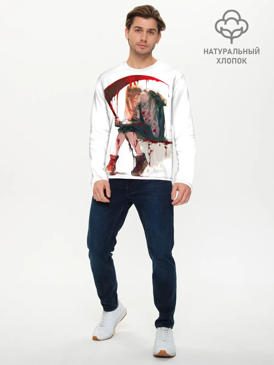 Мужской лонгслив базовый / Человек Бензопила Аниме