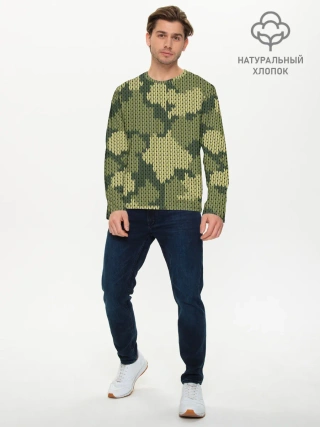 Мужской лонгслив базовый / вязаный принт милитари