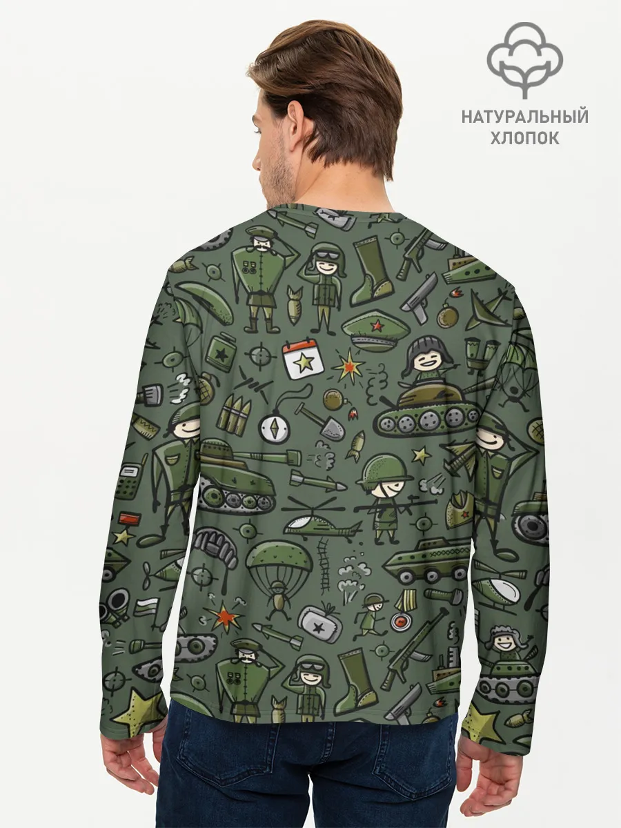 Мужской лонгслив базовый / военные атрибуты