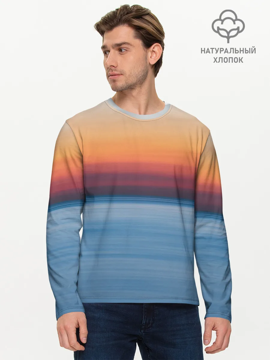 Мужской лонгслив базовый / Рассвет на берегу