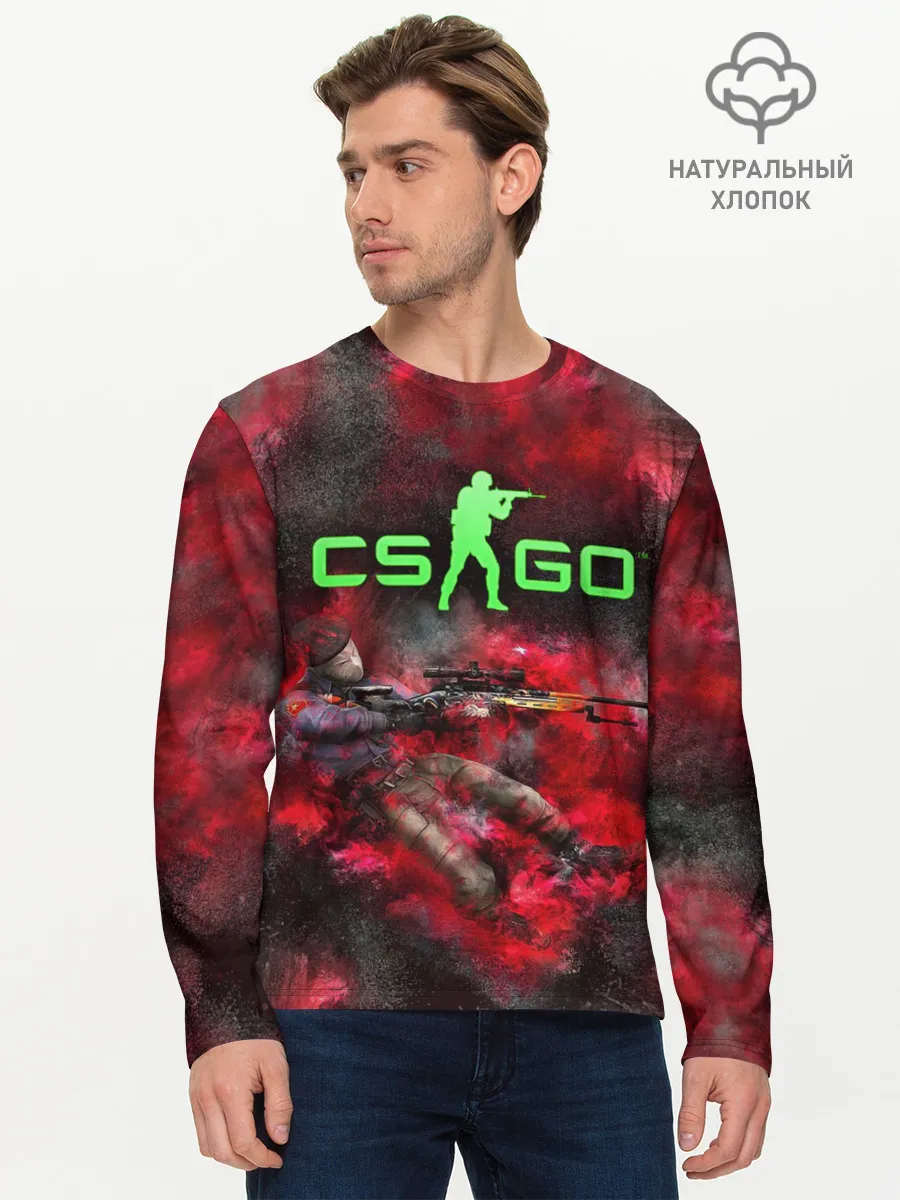Мужской лонгслив базовый / CS GO Red heat