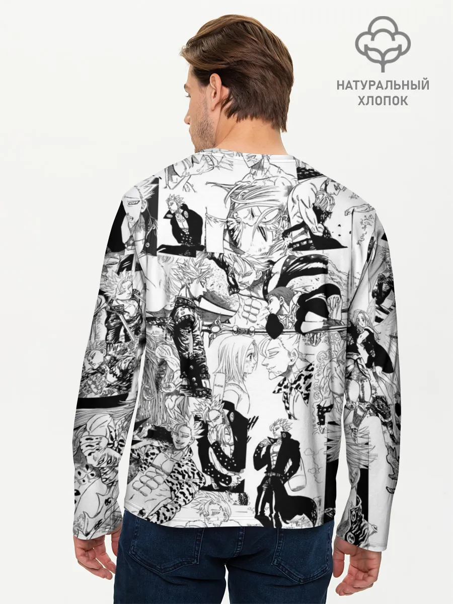 Мужской лонгслив базовый / 7 СМЕРТНЫХ ГРЕХОВ. Манга-паттерн