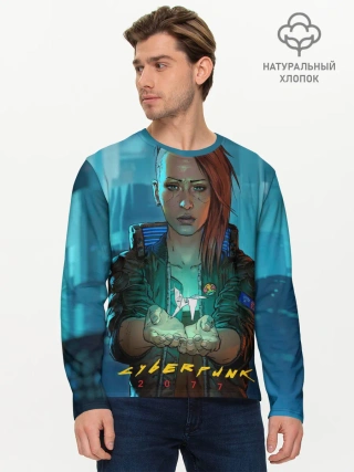 Мужской лонгслив базовый / cuberpunk 2077 melisa