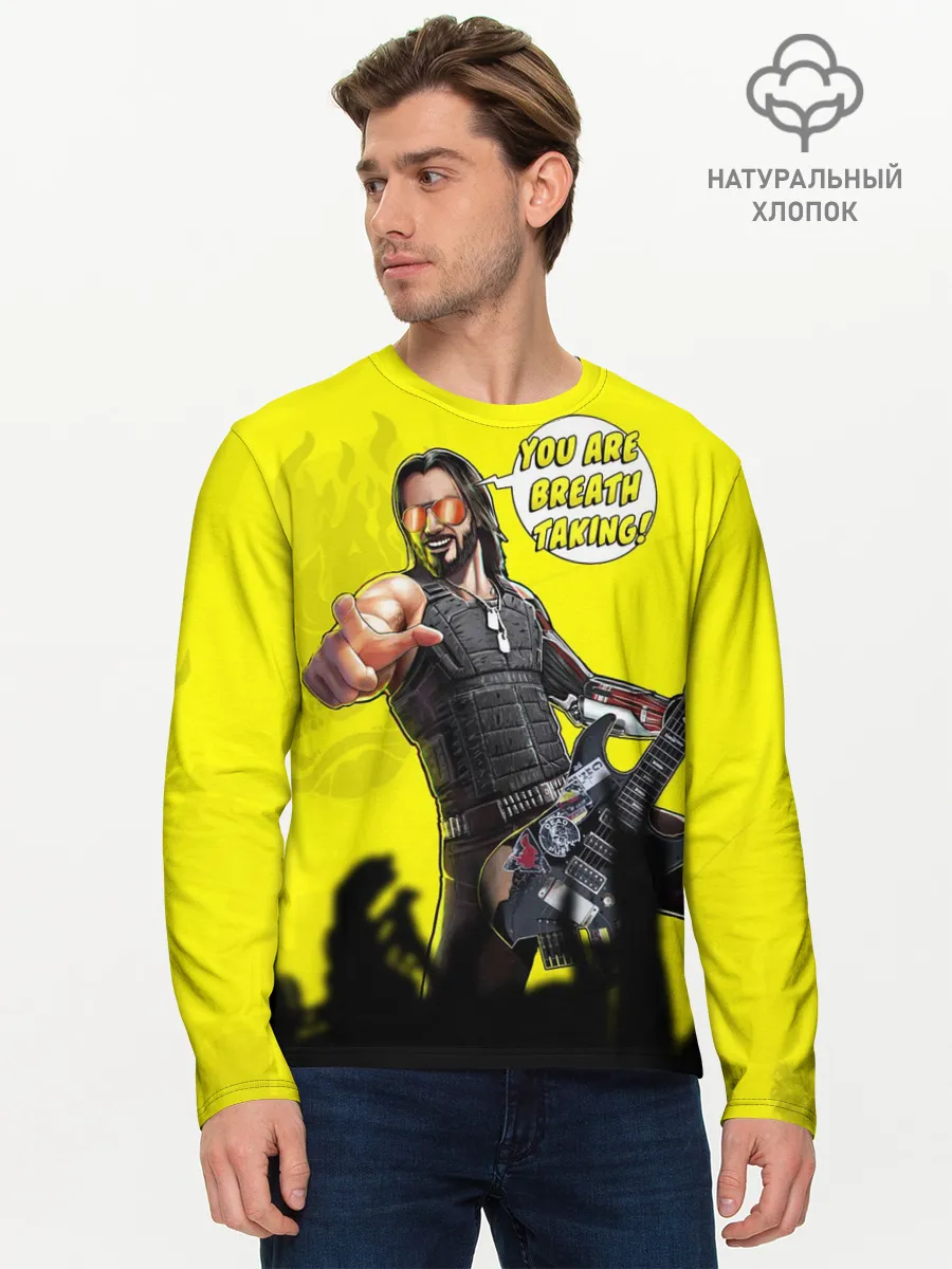 Мужской лонгслив базовый / Cyberpunk 2077 | Breathtaking
