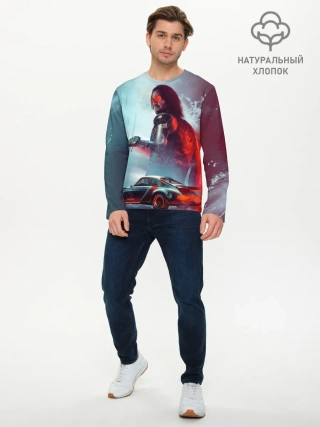 Мужской лонгслив базовый / Cyberpunk 2077 | Джонни и Порш