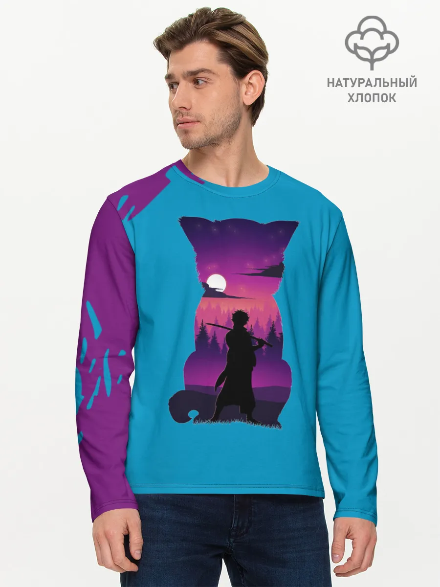 Мужской лонгслив базовый / Гинтоки кот