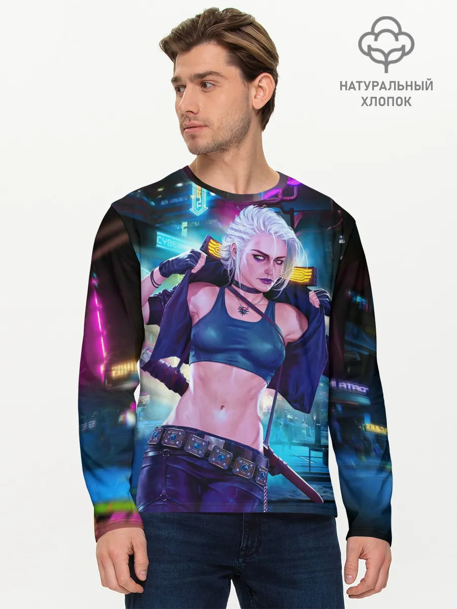 Мужской лонгслив базовый / Cyberpunk 2077 | Цири