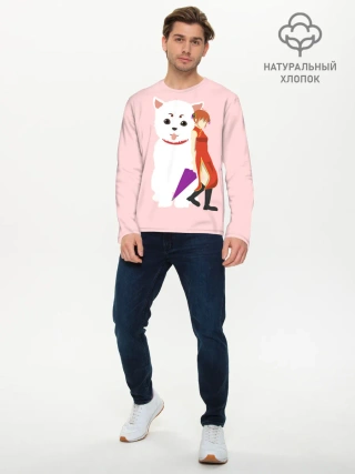 Мужской лонгслив базовый / Кот Гинтама