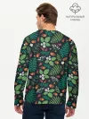 Мужской лонгслив базовый / Лесные листочки цветочки