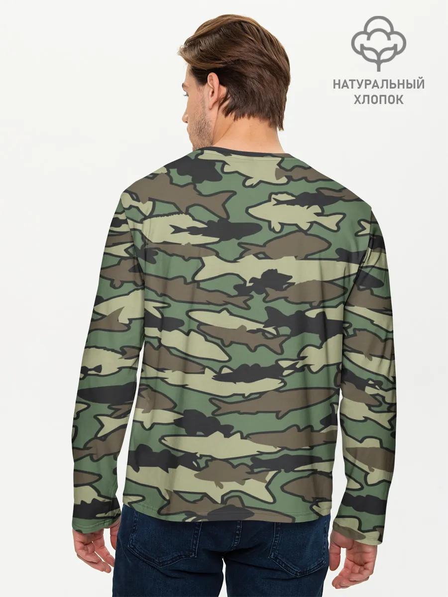 Мужской лонгслив базовый / Камуфляж акулы