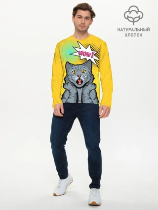 Мужской лонгслив базовый / Pop Art Cat | Wow