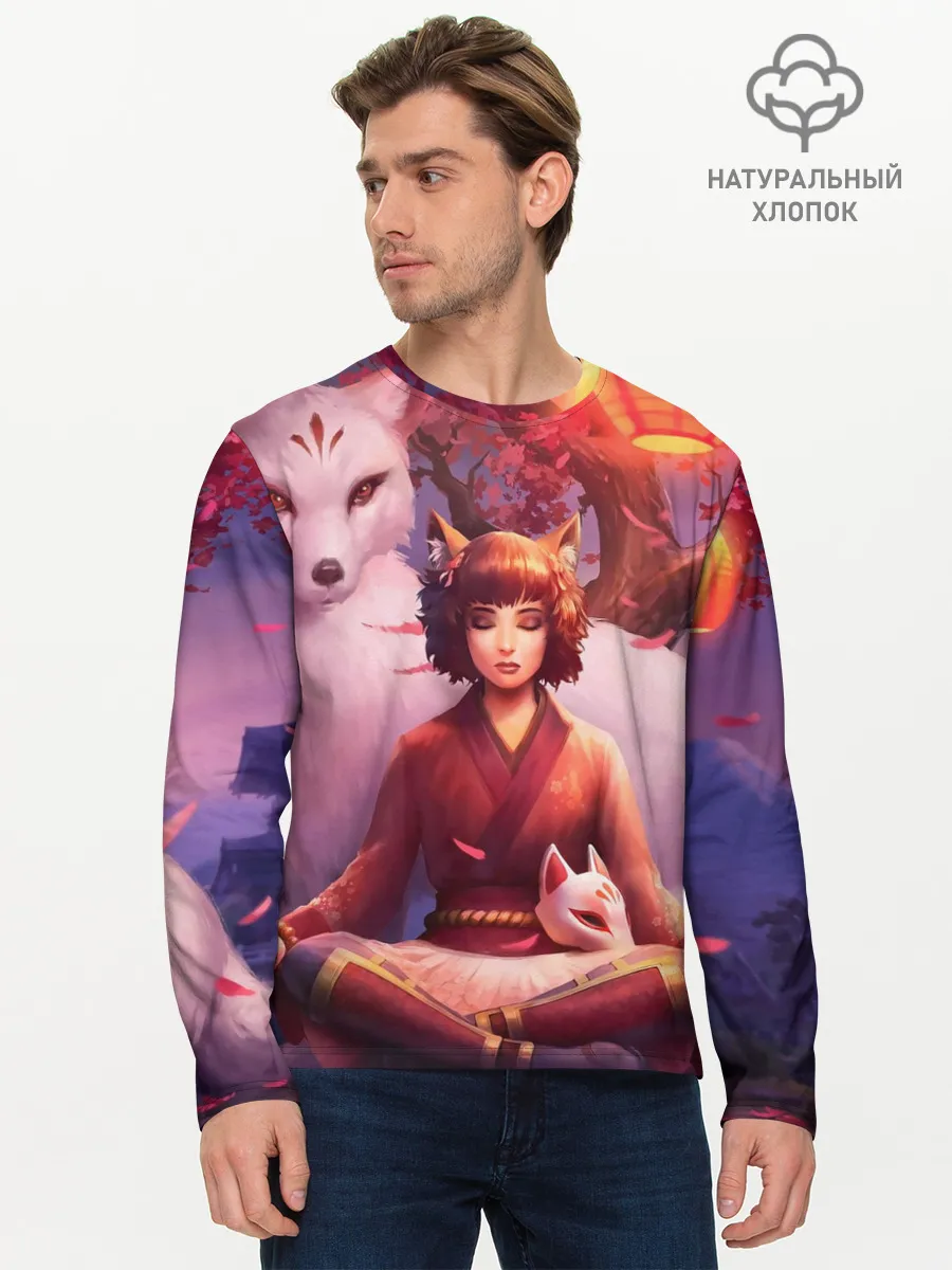 Мужской лонгслив базовый / Девушка-лиса