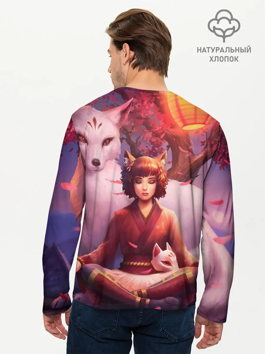 Мужской лонгслив базовый / Девушка-лиса
