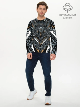 Мужской лонгслив базовый / Рисунок лиса