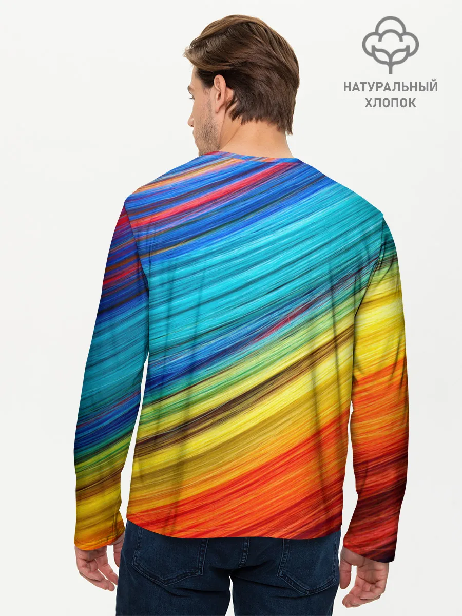 Мужской лонгслив базовый / цветной мех диагональ