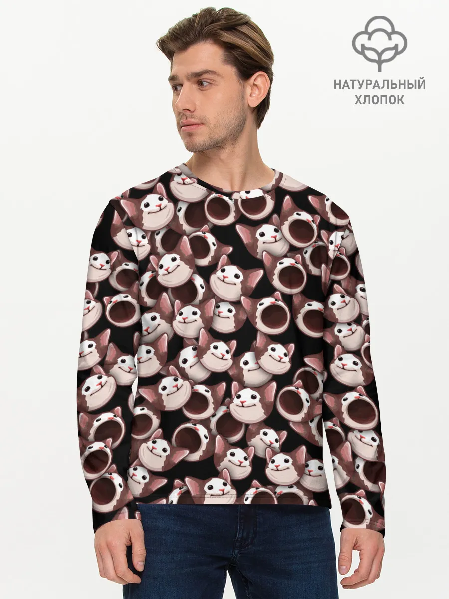 Мужской лонгслив базовый / Popping cats