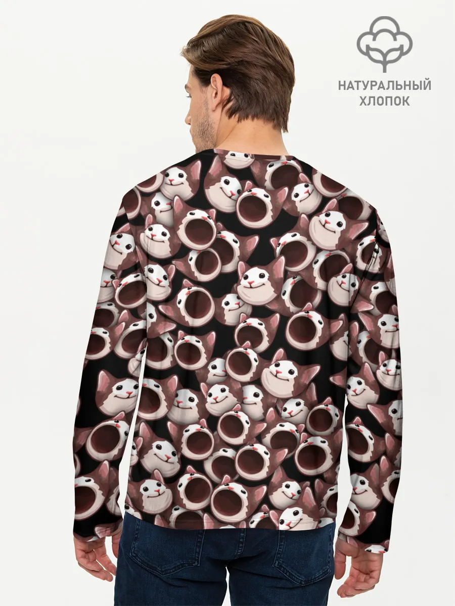 Мужской лонгслив базовый / Popping cats