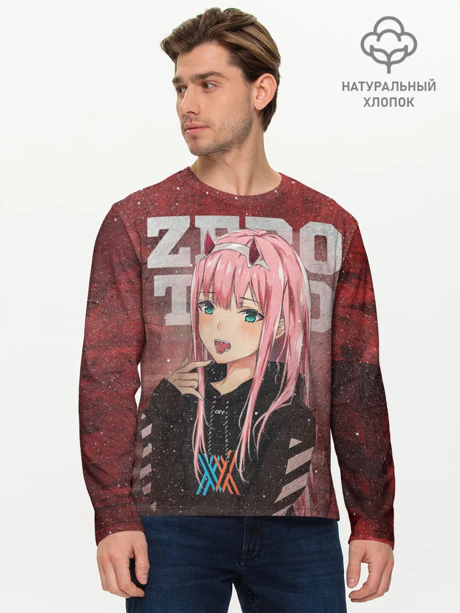 Мужской лонгслив базовый / Zero Two в толстовке