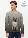 Мужской лонгслив базовый / Сиамский кот голубые глаза