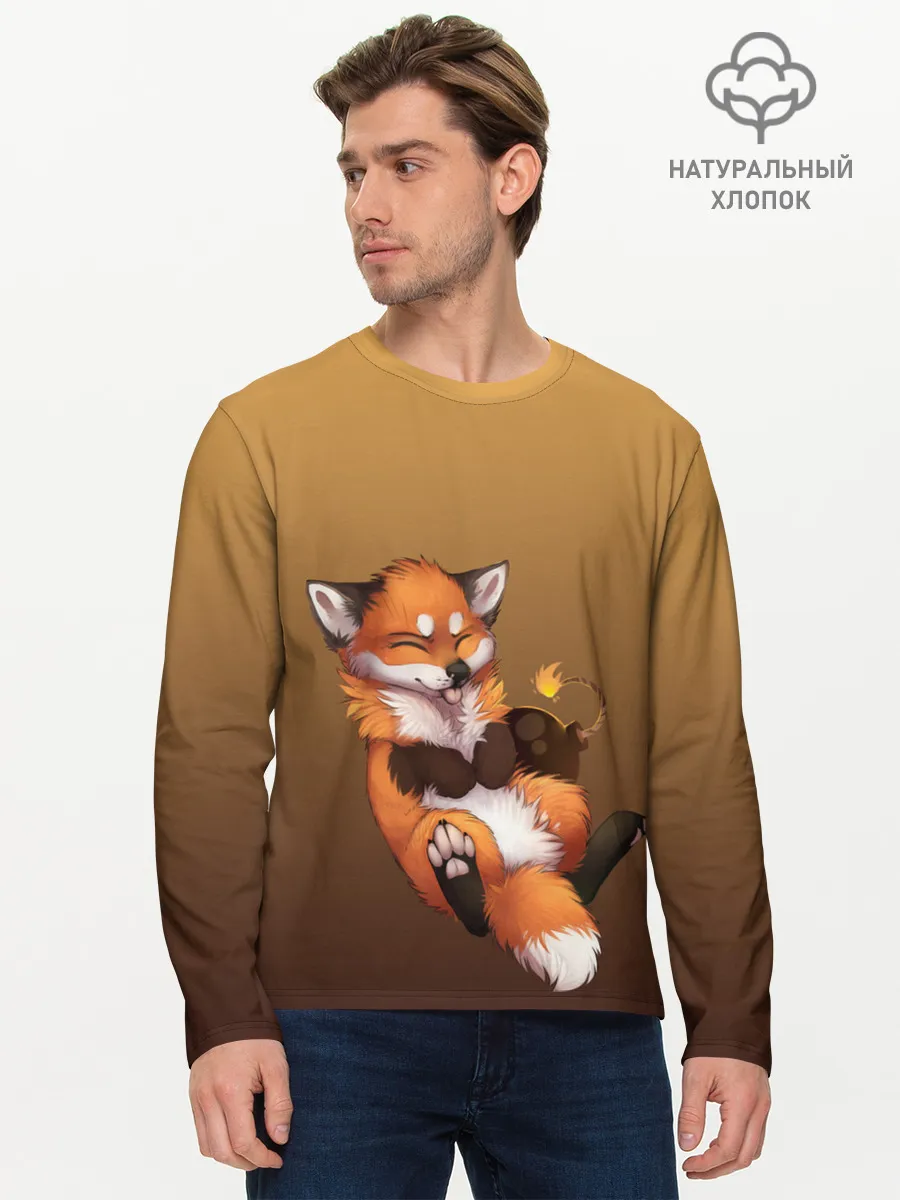 Мужской лонгслив базовый / Взрывной характер милого лиса