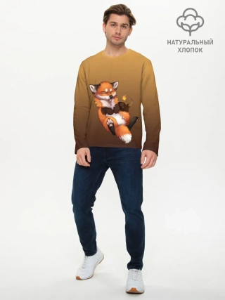 Мужской лонгслив базовый / Взрывной характер милого лиса