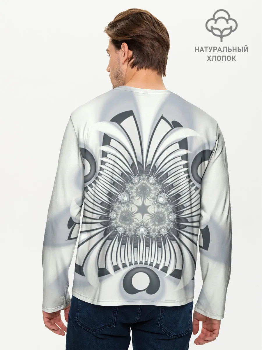 Мужской лонгслив базовый / Серая абстракция
