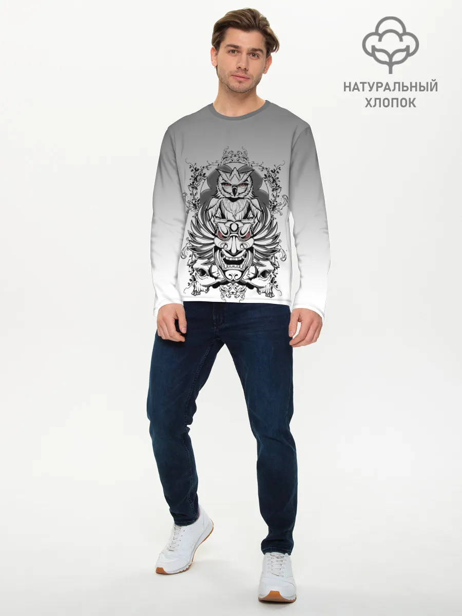 Мужской лонгслив базовый / маска сова смерть череп